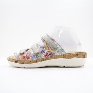 Remonte Multicolor Leather 1.5" Mini Wedge Adjustable Slide Sandals - 7/EU 38